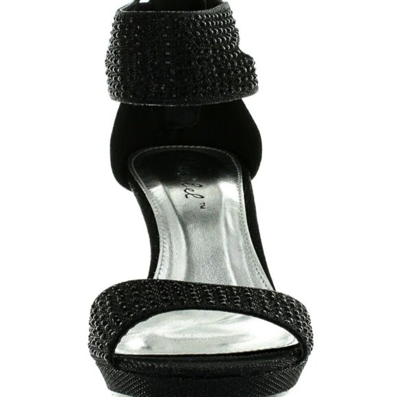 Bling-1 Women's Glitter Stiletto Ankle Cuff Back Zip Dress Sandals - Picture 3 of 4